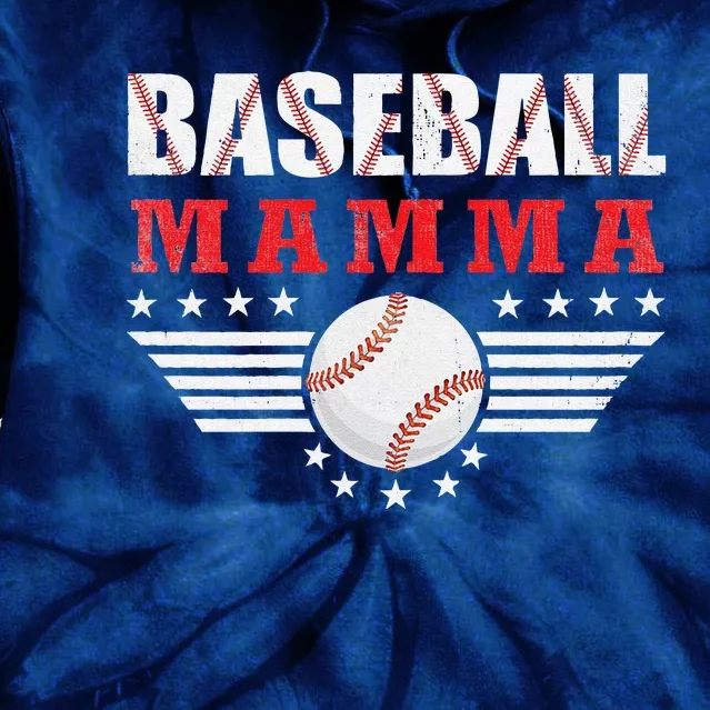 Womens Women's Baseball Mamma Funny Ball Mamma Mother's Day Gifts Tie Dye Hoodie