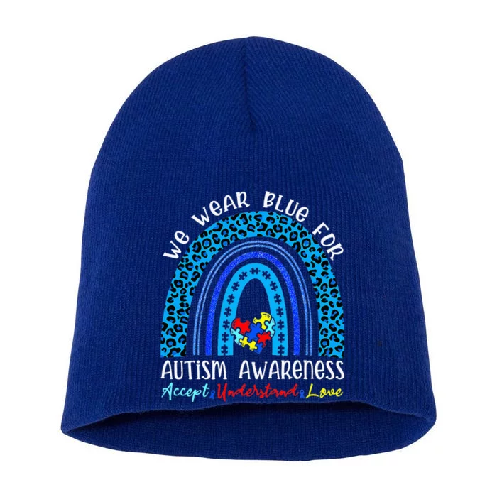 We Wear Blue For Autism Awareness Month Autism Rainbow Short Acrylic Beanie