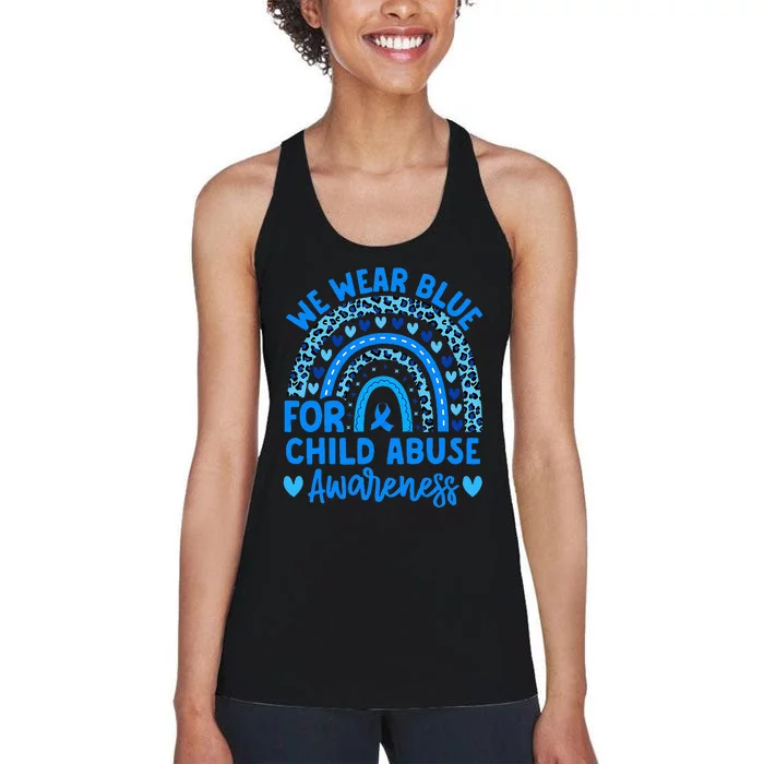 We Wear Blue Child Abuse Prevention Child Abuse Awareness Women's Racerback Tank