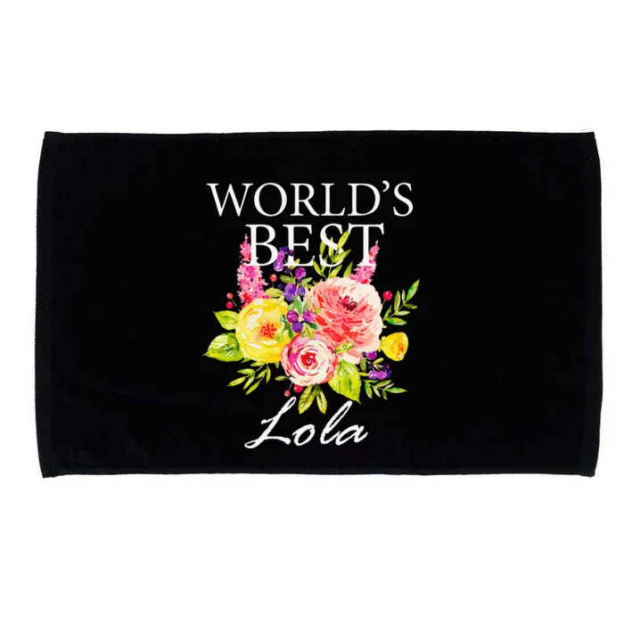 Womens World's Best Lola Filipino Grandma Mother's Day Flower Microfiber Hand Towel