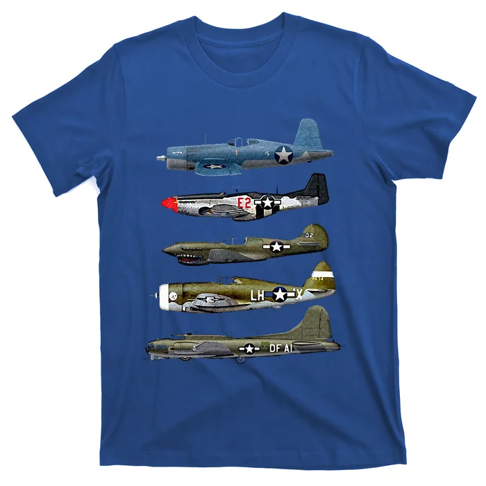 WW2 Warplane B17 P51 Mustang F4U Corsair P40 Warhawk Gift T-Shirt