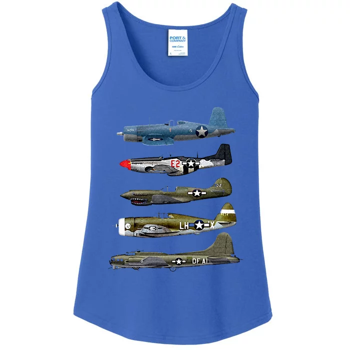 WW2 Warplane B17 P51 Mustang F4U Corsair P40 Warhawk Gift Ladies Essential Tank