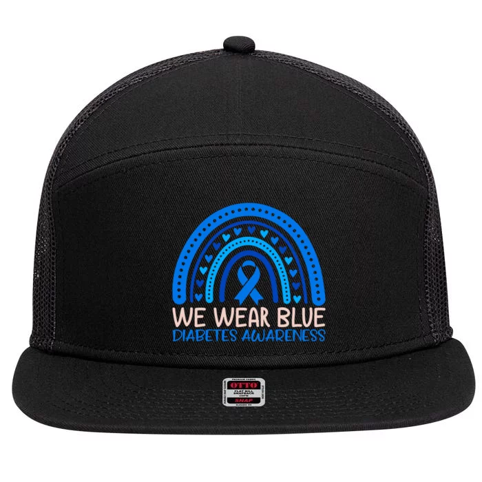 We Wear Blue Diabetes Awareness Motif 7 Panel Mesh Trucker Snapback Hat