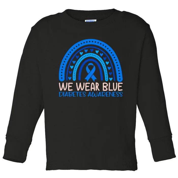 We Wear Blue Diabetes Awareness Motif Toddler Long Sleeve Shirt