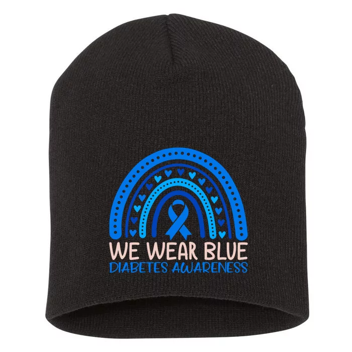 We Wear Blue Diabetes Awareness Motif Short Acrylic Beanie