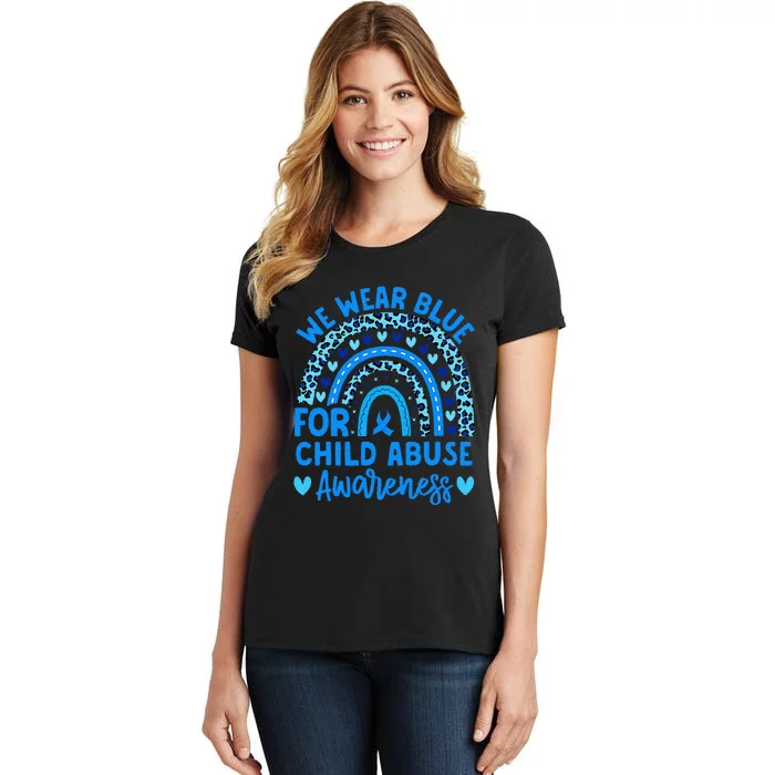 We Wear Blue Child Abuse Prevention Child Abuse Awareness Women's T-Shirt