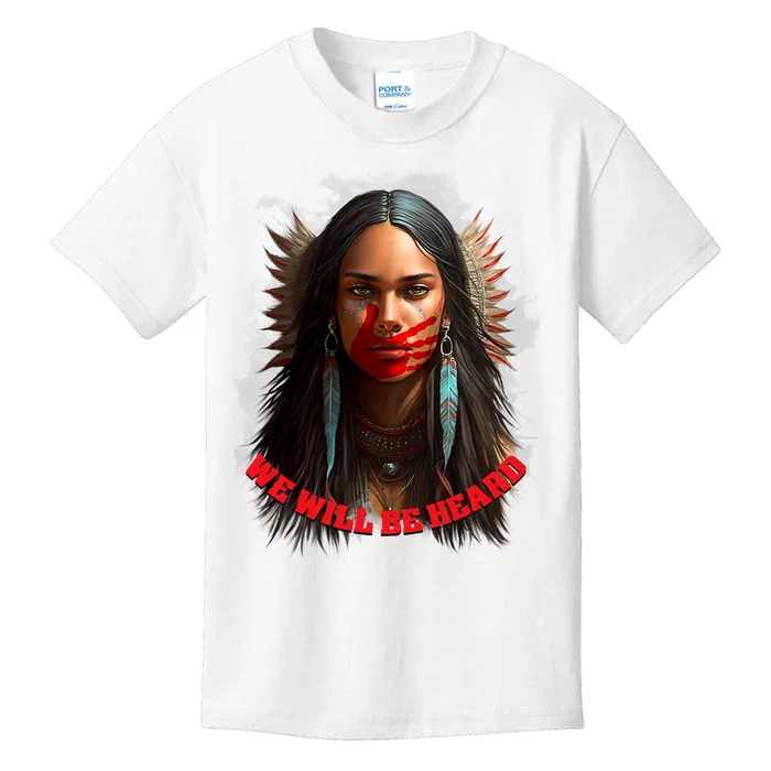 We Will Be Heard Missing And Murdered Indigenous Women MMIW Kids T-Shirt