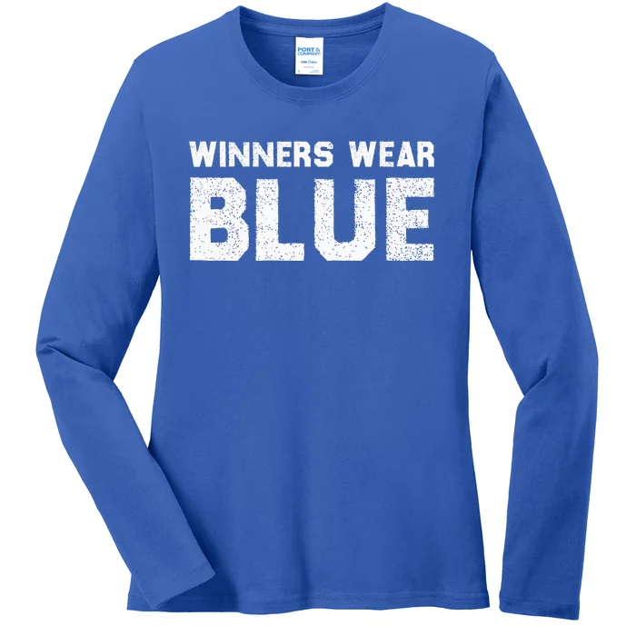 Winners Wear Blue Spirit Wear Team Game Color War Ladies Long Sleeve Shirt