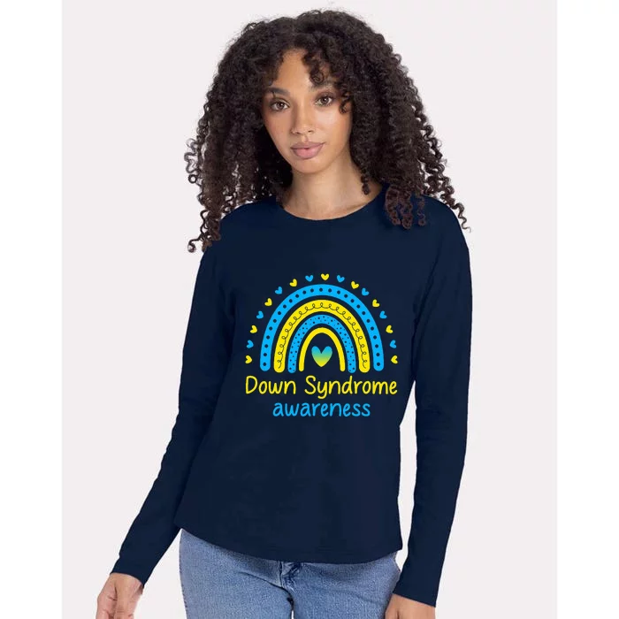 We Wear Blue And Yellow Down Syndrome Awareness Womens Cotton Relaxed Long Sleeve T-Shirt