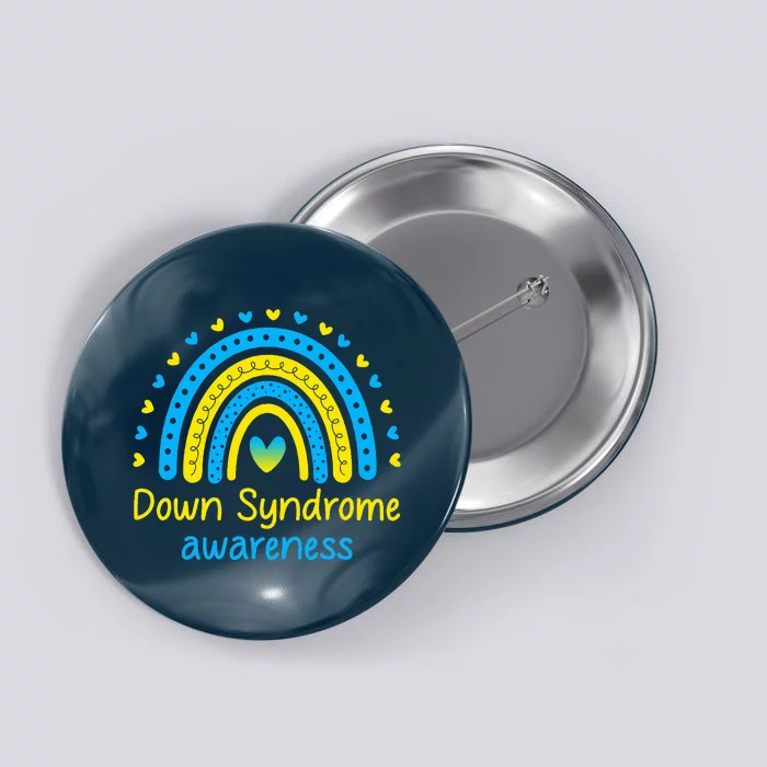 We Wear Blue And Yellow Down Syndrome Awareness Button