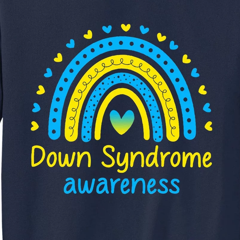 We Wear Blue And Yellow Down Syndrome Awareness Tall Sweatshirt