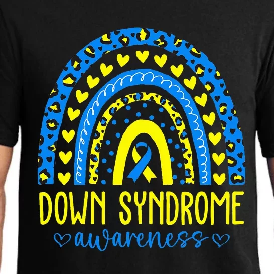 We Wear Blue and Yellow Down Syndrome Awareness Rainbow Pajama Set