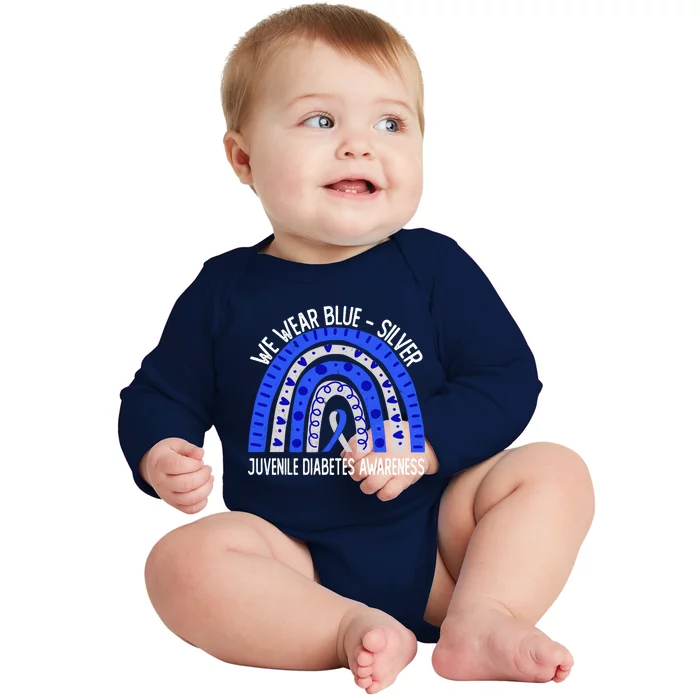 We Wear Blue Gift Silver For Juvenile Diabetes Awareness Great Gift Baby Long Sleeve Bodysuit