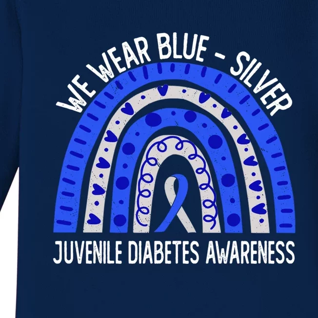 We Wear Blue Gift Silver For Juvenile Diabetes Awareness Great Gift Baby Long Sleeve Bodysuit