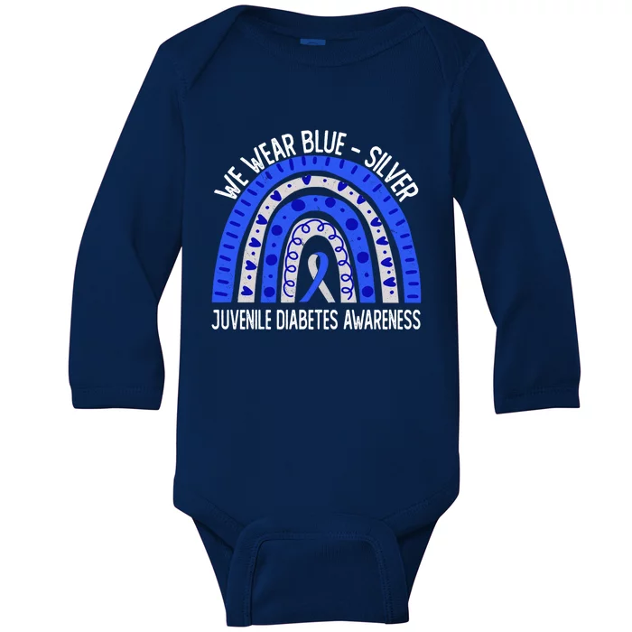 We Wear Blue Gift Silver For Juvenile Diabetes Awareness Great Gift Baby Long Sleeve Bodysuit