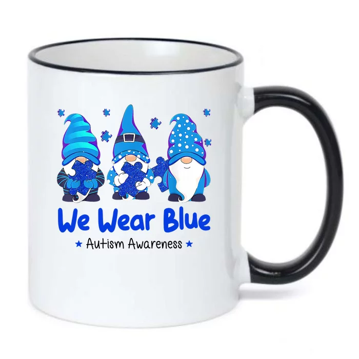 We Wear Blue Autism Awareness Gnome Black Color Changing Mug