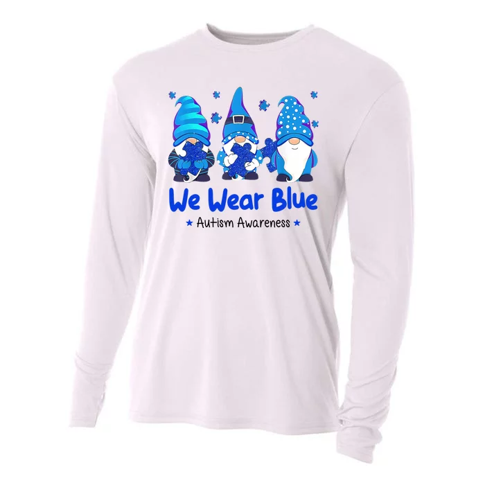 We Wear Blue Autism Awareness Gnome Cooling Performance Long Sleeve Crew