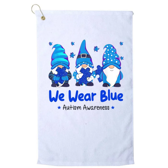 We Wear Blue Autism Awareness Gnome Platinum Collection Golf Towel