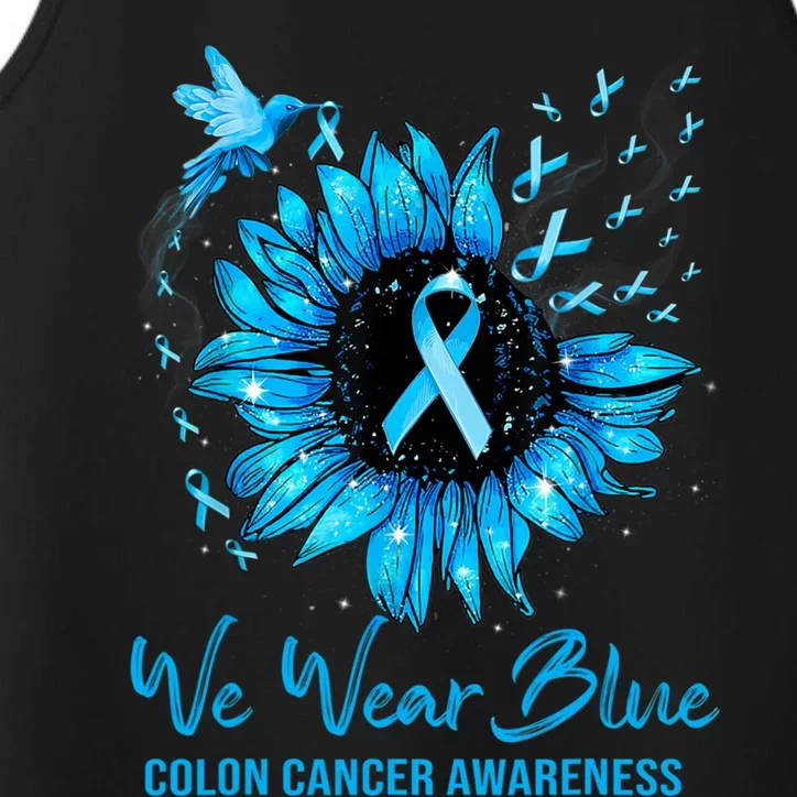 We Wear Blue Colon Cancer Awareness Ribbon Sunflower Gift Performance Tank