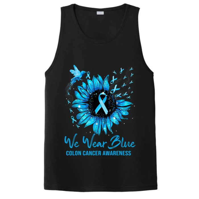 We Wear Blue Colon Cancer Awareness Ribbon Sunflower Gift Performance Tank