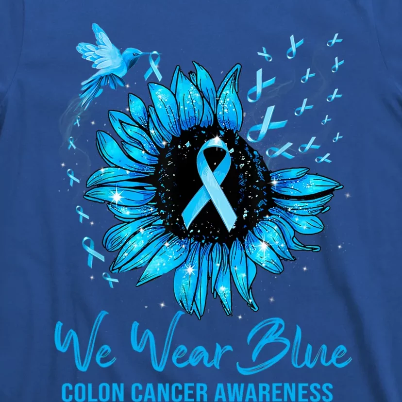 We Wear Blue Colon Cancer Awareness Ribbon Sunflower Gift T-Shirt