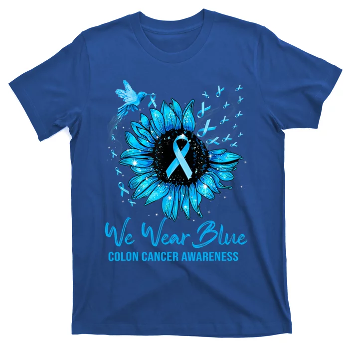 We Wear Blue Colon Cancer Awareness Ribbon Sunflower Gift T-Shirt