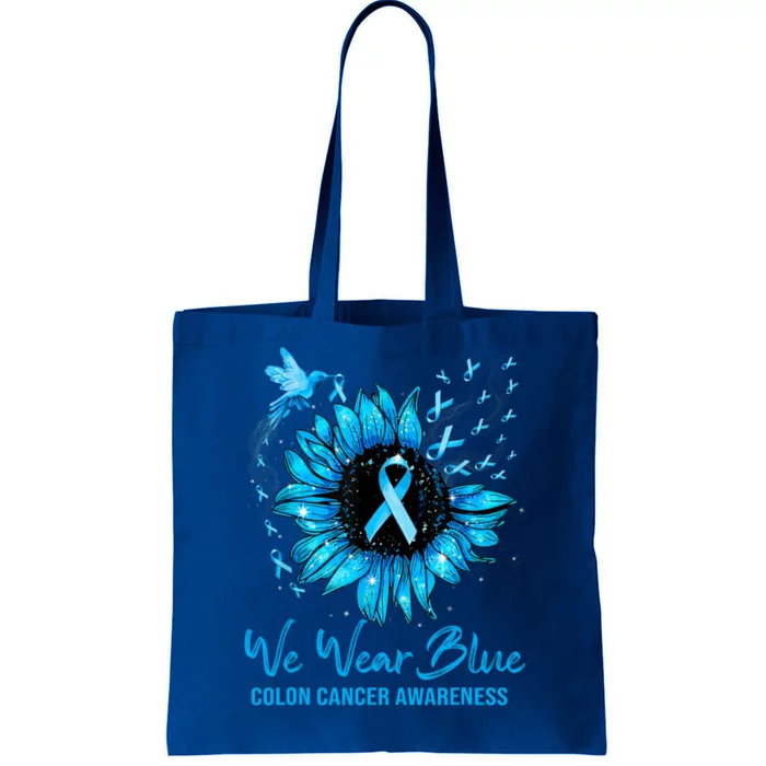 We Wear Blue Colon Cancer Awareness Ribbon Sunflower Gift Tote Bag