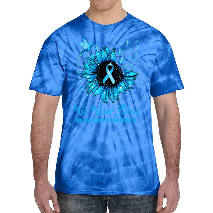 We Wear Blue Colon Cancer Awareness Ribbon Sunflower Gift Tie-Dye T-Shirt