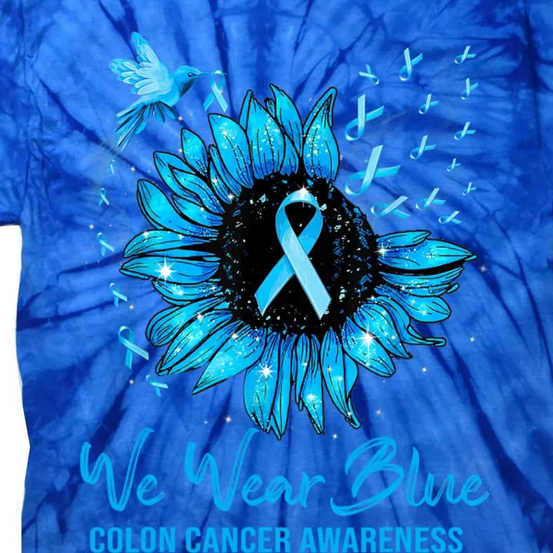 We Wear Blue Colon Cancer Awareness Ribbon Sunflower Gift Tie-Dye T-Shirt