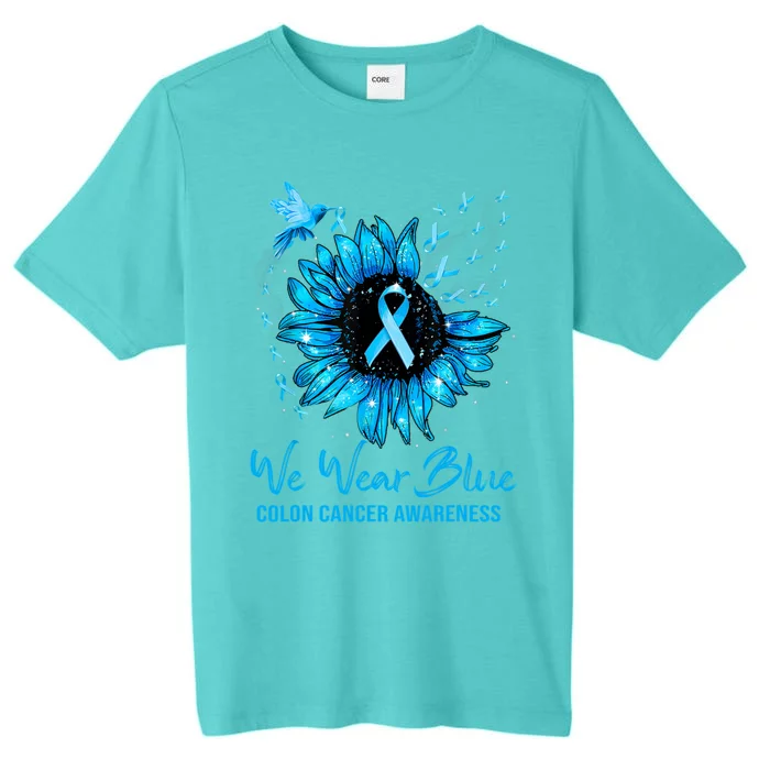 We Wear Blue Colon Cancer Awareness Ribbon Sunflower Gift ChromaSoft Performance T-Shirt