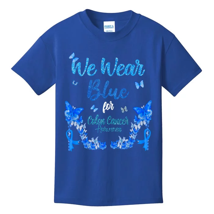 We Wear Blue Colorectal Colon Cancer Awareness Funny Gift Kids T-Shirt