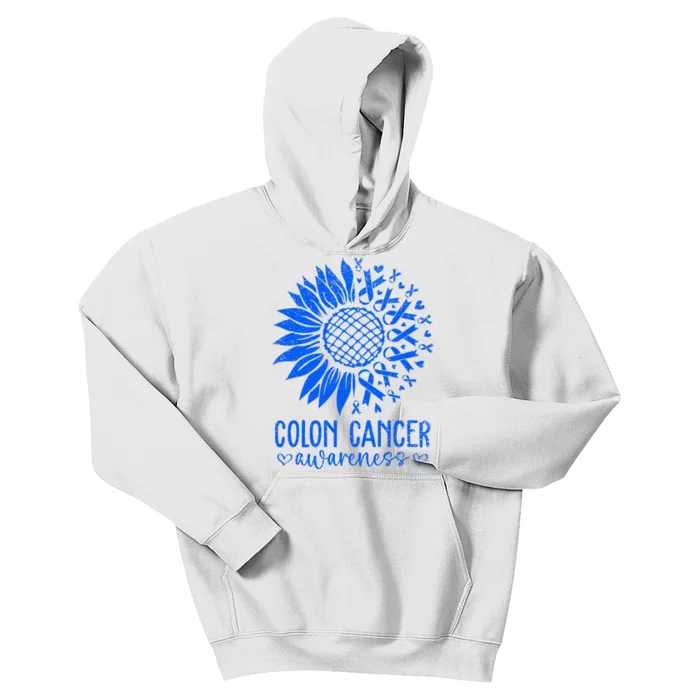 We Wear Blue Colon Cancer Awareness Colorectal Cancer Month Kids Hoodie