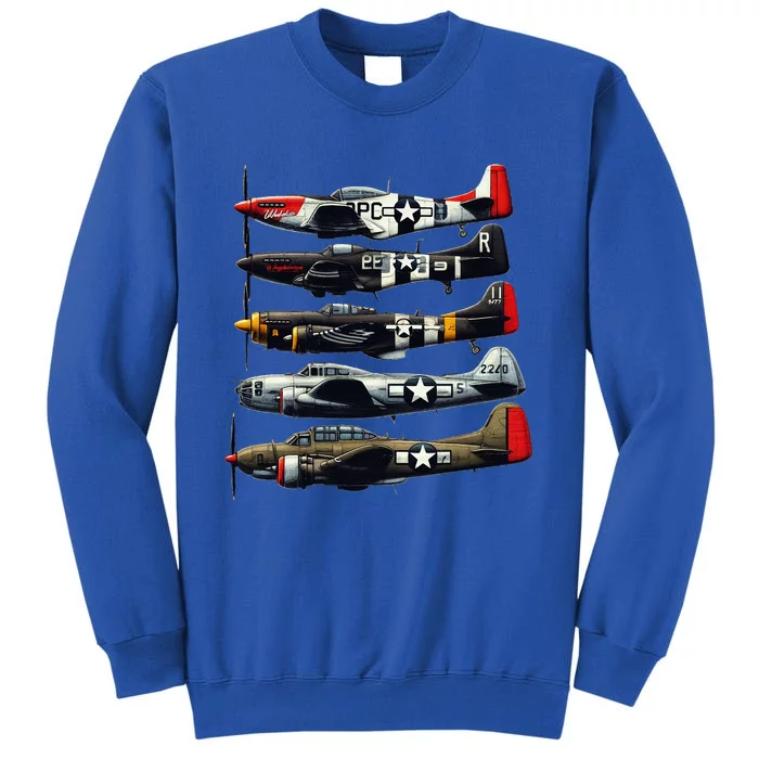 Ww2 Warplanes B 17 P51 Mustang F4u Corsair P40 Warhawk Sweatshirt