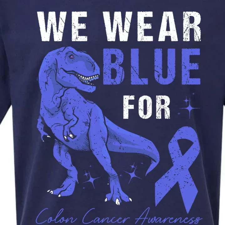 We Wear Blue For Colon Cancer Awareness Tgiftrex Dino Gift Sueded Cloud Jersey T-Shirt