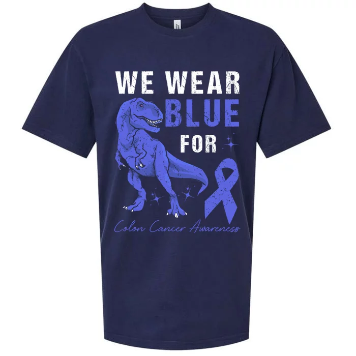 We Wear Blue For Colon Cancer Awareness Tgiftrex Dino Gift Sueded Cloud Jersey T-Shirt