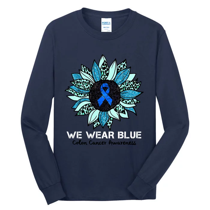 We Wear Blue Colon Cancer Awareness Month Ribbon Sunflower Tall Long Sleeve T-Shirt