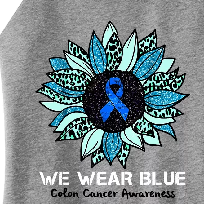 We Wear Blue Colon Cancer Awareness Month Ribbon Sunflower Women’s Perfect Tri Rocker Tank