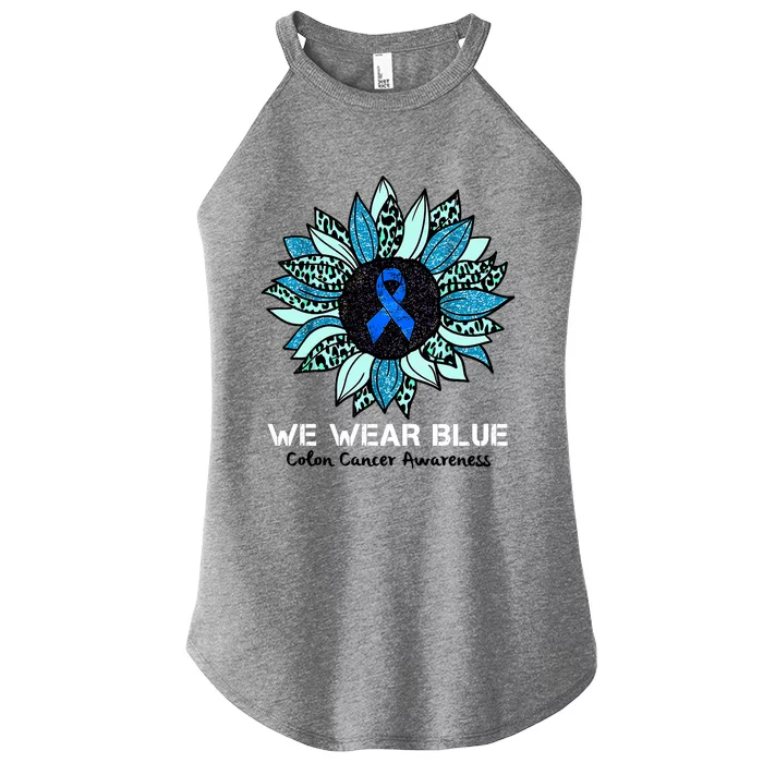 We Wear Blue Colon Cancer Awareness Month Ribbon Sunflower Women’s Perfect Tri Rocker Tank