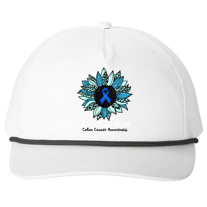 We Wear Blue Colon Cancer Awareness Month Ribbon Sunflower Snapback Five-Panel Rope Hat