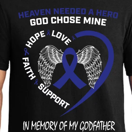 We Wear Blue In Memory Of Godfather Colon Cancer Awareness Cute Gift Pajama Set