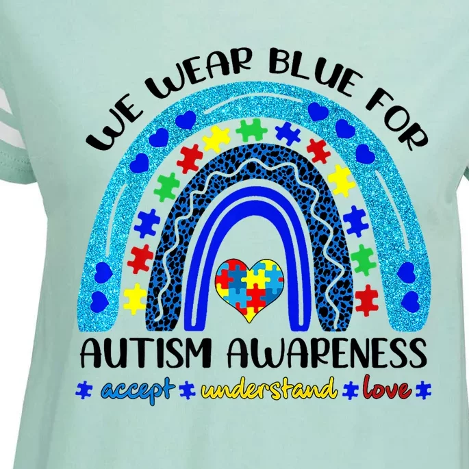 We Wear Blue For Autism Awareness Month Rainbow Gift Enza Ladies Jersey Football T-Shirt