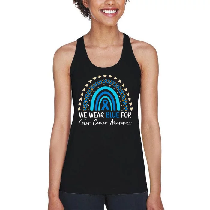 We Wear Blue For Colon Cancer Awareness Women's Racerback Tank