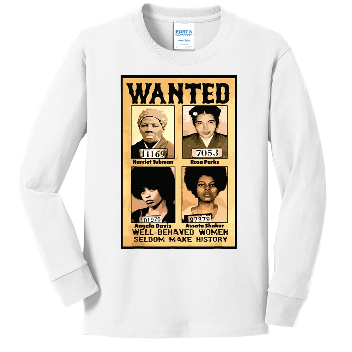 Wanted Well Behaved Women Seldom Make History Kids Long Sleeve Shirt