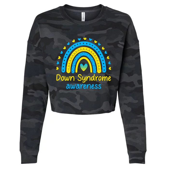 We Wear Blue And Yellow Down Syndrome Awareness Cropped Pullover Crew