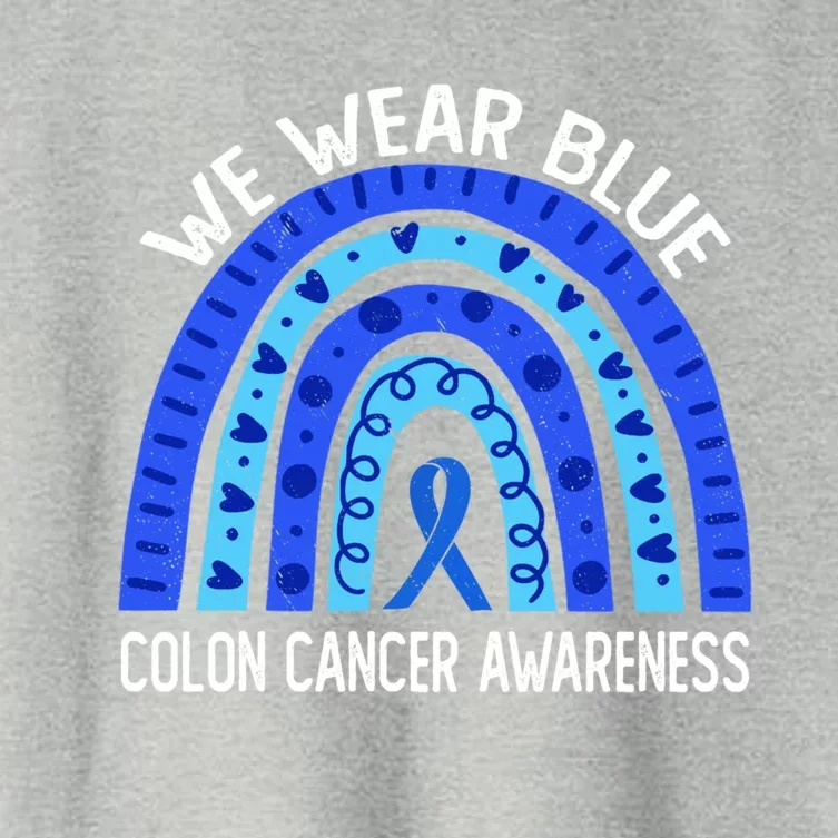 We Wear Blue Rainbow For Colon Cancer Awareness Funny Gift Women's Crop Top Tee