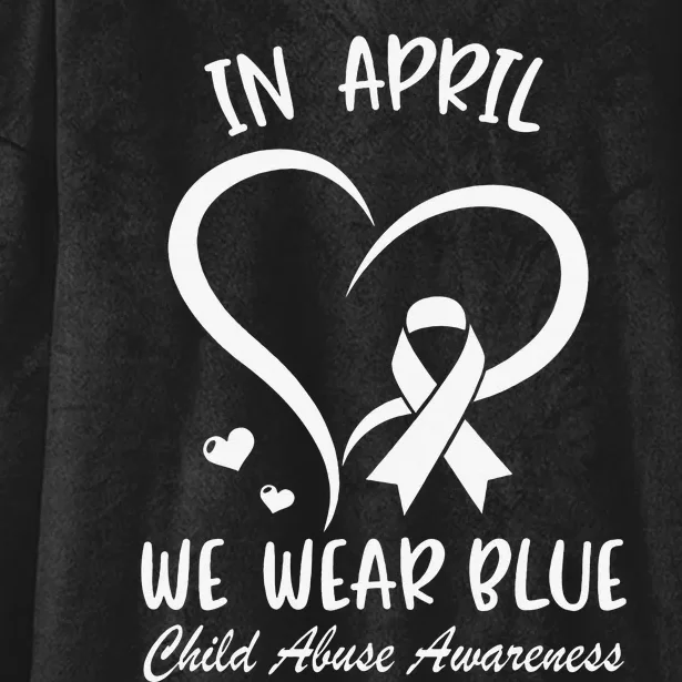 We Wear Blue Child Abuse Prevention Month Leopard Rainbow Hooded Wearable Blanket