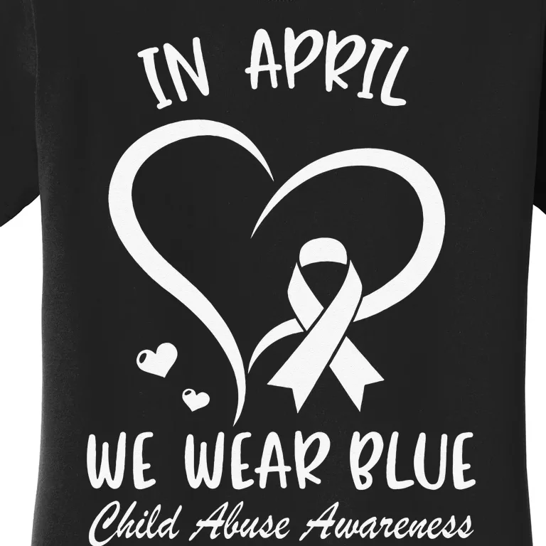 We Wear Blue Child Abuse Prevention Month Leopard Rainbow Women's T-Shirt