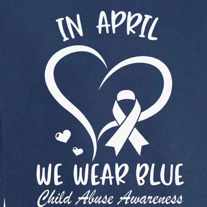 We Wear Blue Child Abuse Prevention Month Leopard Rainbow Garment-Dyed Sweatshirt