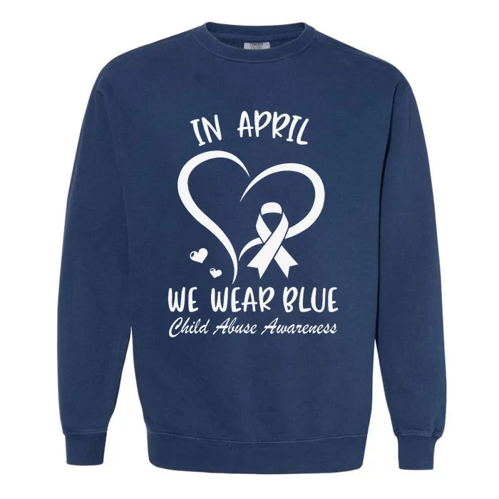 We Wear Blue Child Abuse Prevention Month Leopard Rainbow Garment-Dyed Sweatshirt