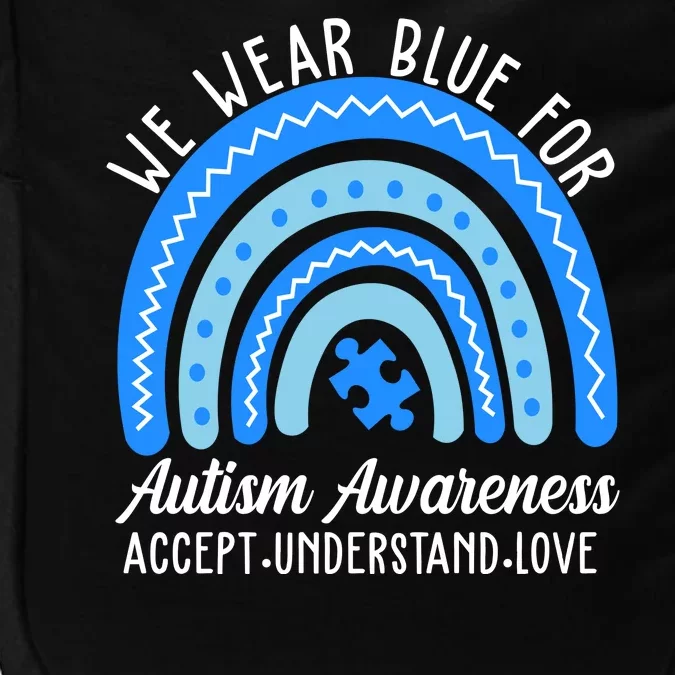 We Wear Blue For Autism Awareness Puzzle Rainbow Impact Tech Backpack